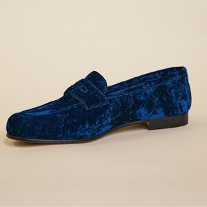 Clorinda Antinori Women’s Tasca Loafer Italian Blue Velvet Size 39.5